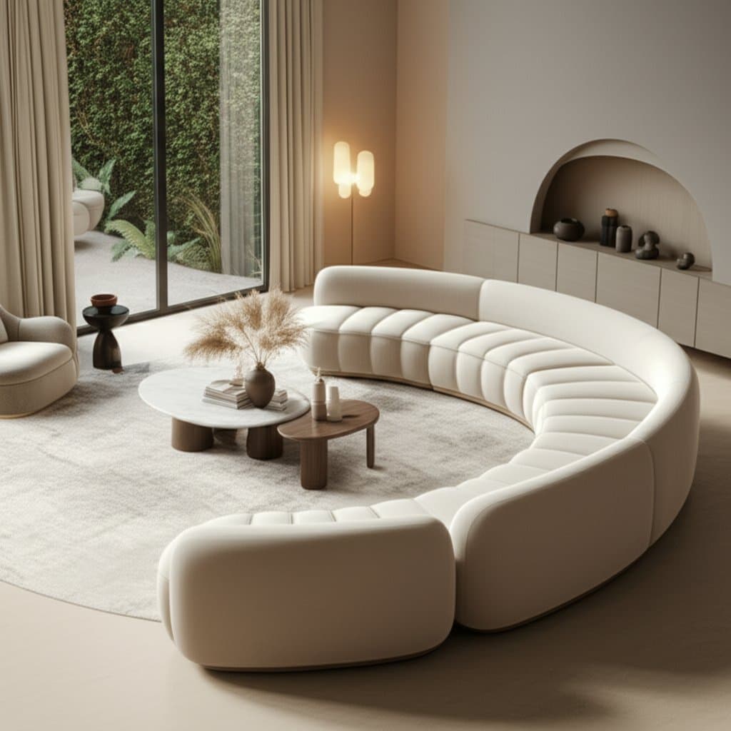 Featured image for Curved Sofas Break Rigid Layouts and Create Connection