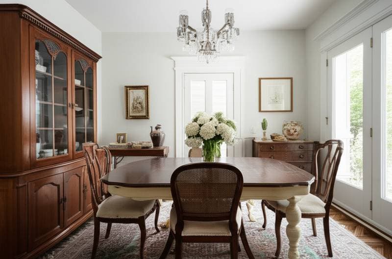 Featured image for Grandmillennial Style Transforms Dining Rooms on a Budget