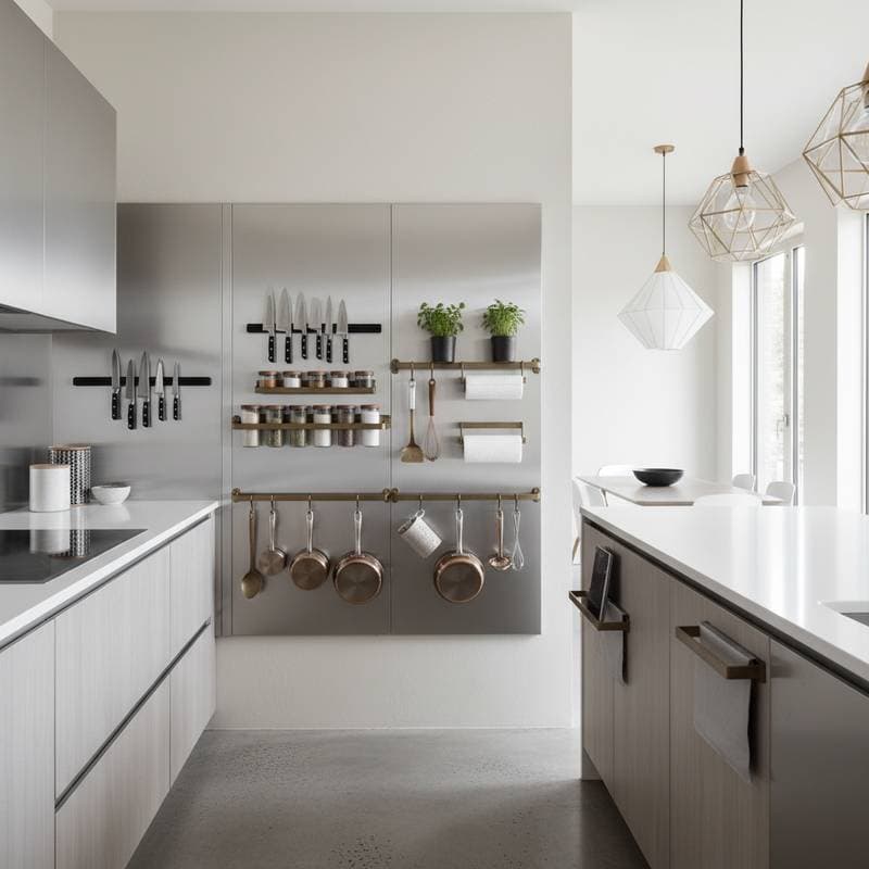 Featured image for Magnetic Storage Doubles Kitchen Space Without Drilling