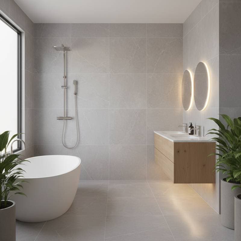 Image for Grout-Free Tiles End Bathroom Mold and Mildew Buildup