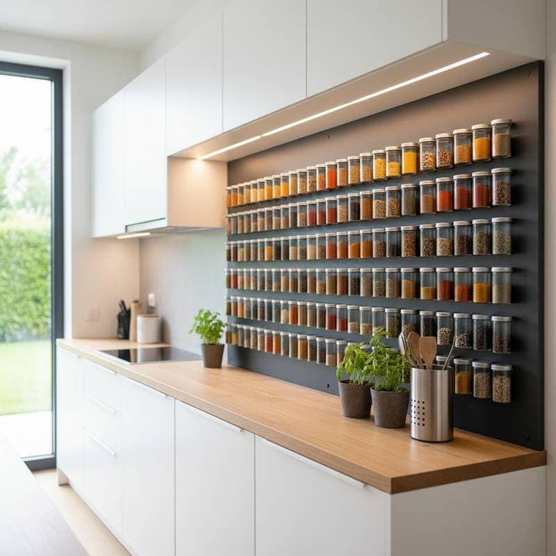 Image for Magnetic Spice Walls Solve Kitchen Storage Problems
