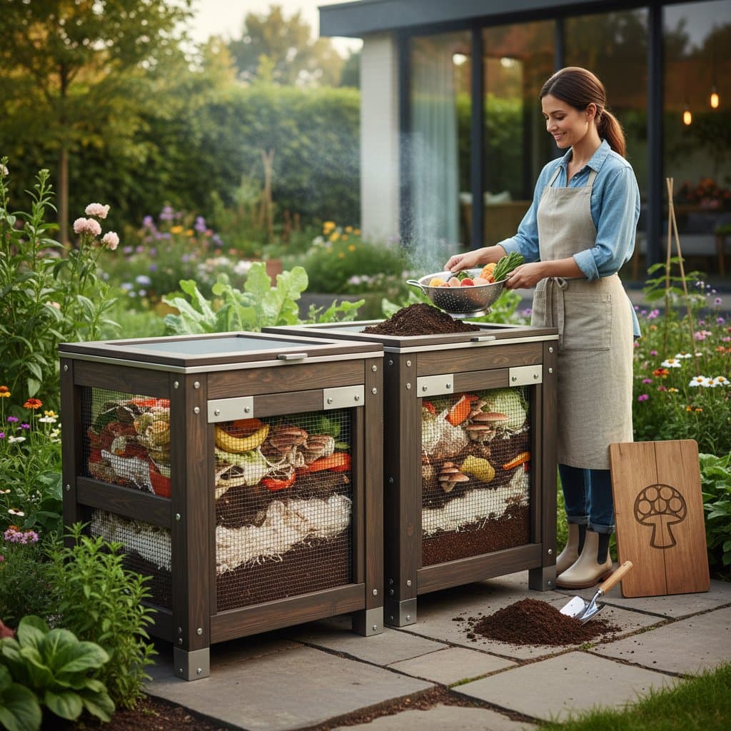 Image for Mushroom Composting Bins Fix Backyard Waste Problems