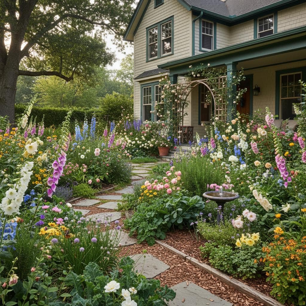 Featured image for Grandmillennial Gardens Revive Dense Cottage Planting