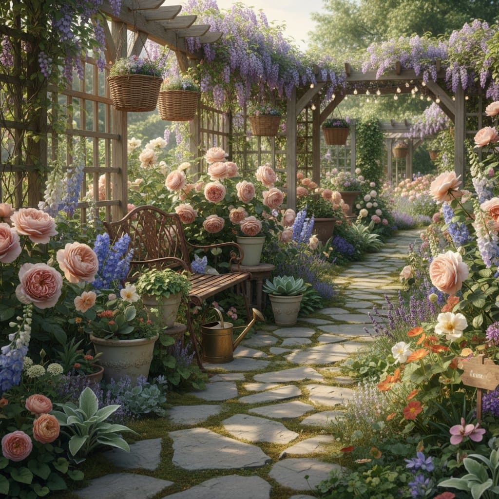 Image for Grandmillennial Gardens Blend Heritage and Modern Comfort