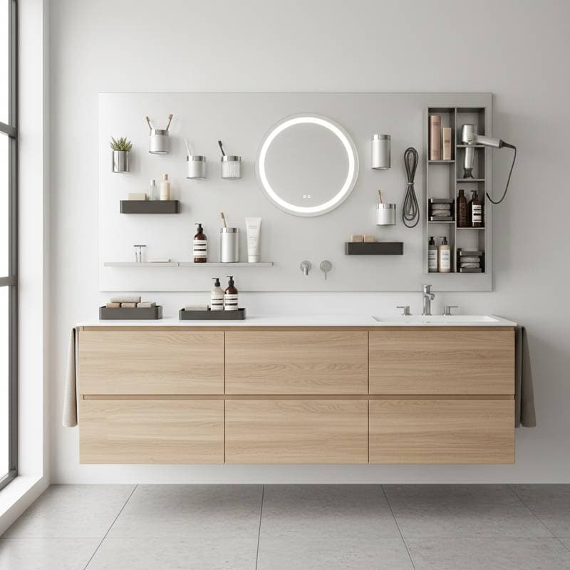 Featured image for Magnetic Bathroom Storage Solves Small Space Chaos