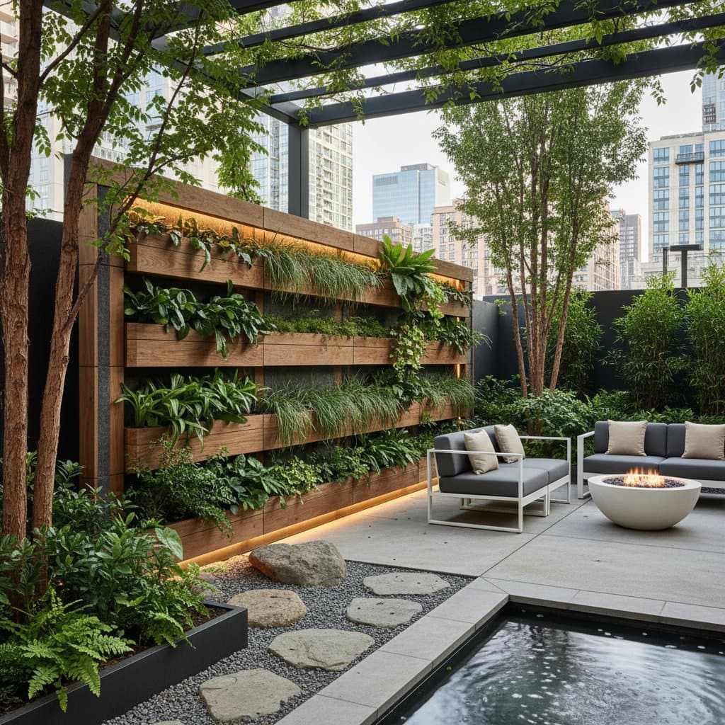 Image for Acoustic Garden Walls Block Noise With Plants and Design