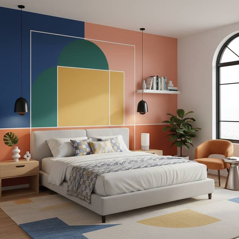 Image for Color-Blocking Bedrooms Replace Beige Interiors
