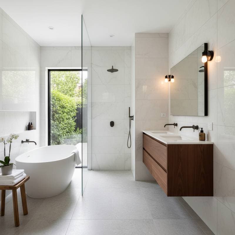 Image for Groutless Tile Ends Bathroom Scrubbing Forever