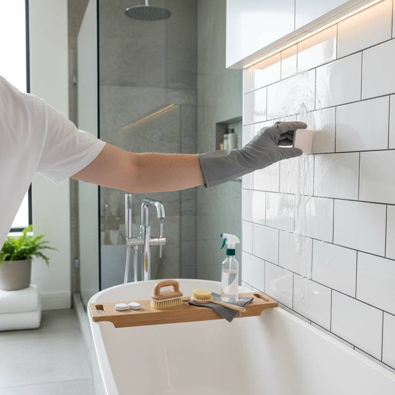 Image for Dishwasher Tablets Cut Bathroom Grime for Pennies